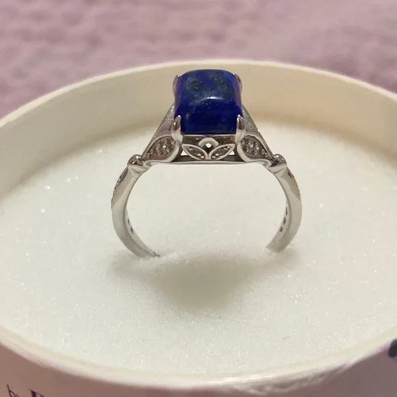 Bomb Party Sterling Silver Ring, Genuine Lapis, Size 8 - Picture 1 of 6